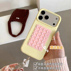 Luxo 3D Ventosa Suporte Líquido Silicone Caso De Telefone Para iPhone 17Pro Max 16 15 14 Pro Plus 11 12 13 Capa Protetor