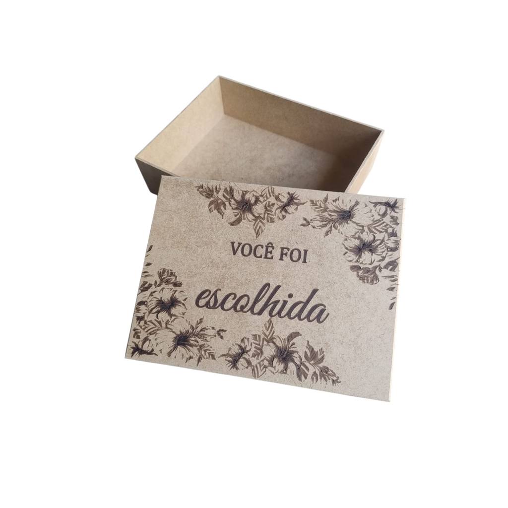 5 Caixas 20x15x5 Convite Decorada em MDF para Madrinha Você Foi Escolhida