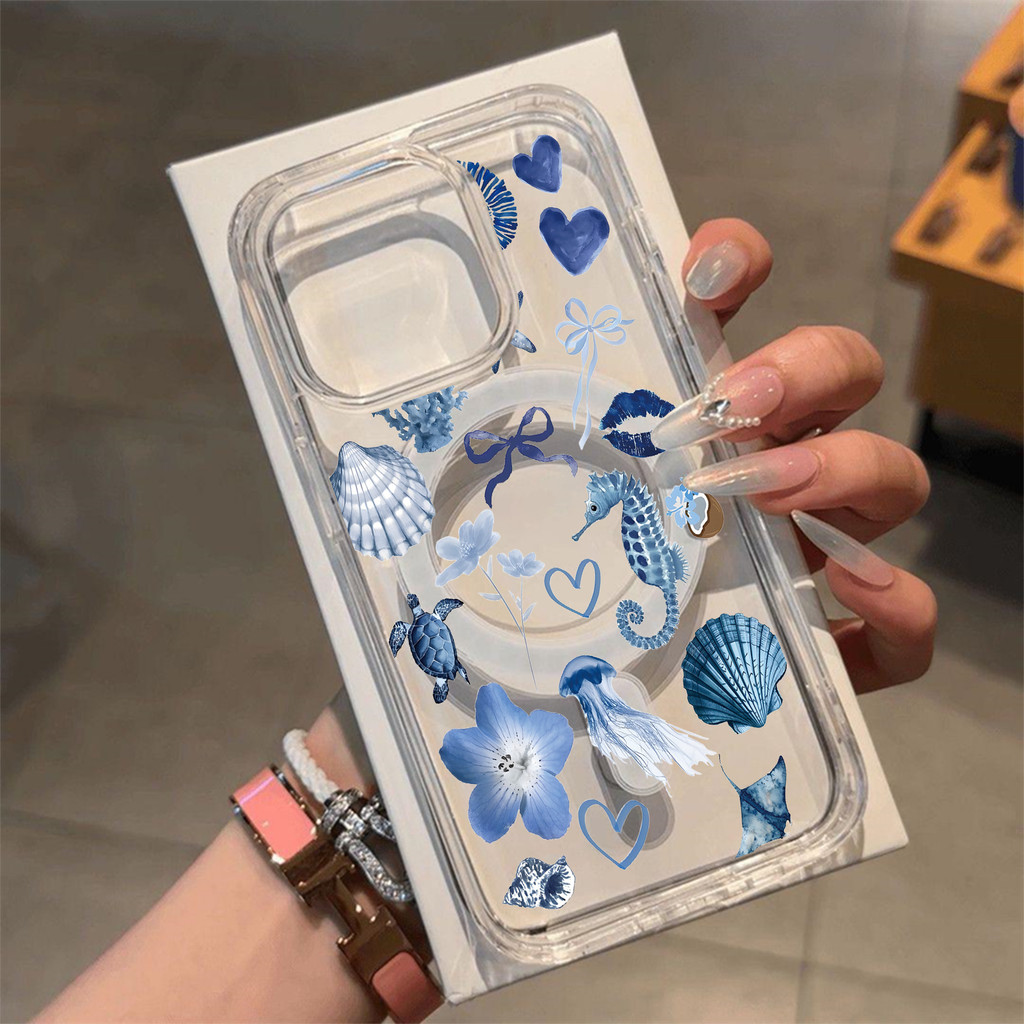 Capa Capinha Tpu Anti MagSafe Impacto Transparente Para IPhone XR 17 11 12 13 14 15 16 Pro Max Vida marinha