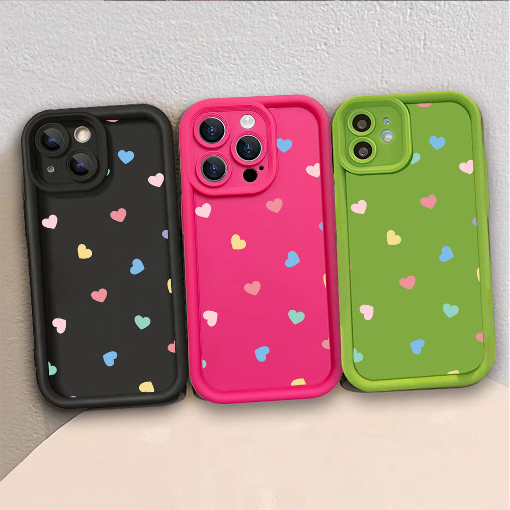Capa de Celular com Corações Coloridos Samsung A17 A07 A56 A36 A55 A54 A16 A15 A14 A05S A51 Querida Tricolor CHENWNAG