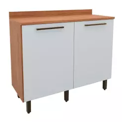 Balcão Gabinete de Cozinha 2 Portas Com Tampo 1,20m Grécia Madeirado/Off White