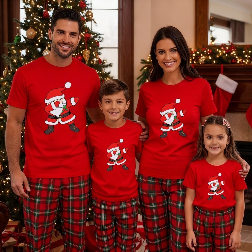 Camiseta Papai Noel Feminina | Masculino Feliz Natal infantil kit Família Personalizado Estampa
