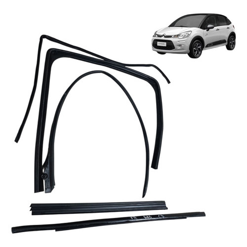 Kit Canaleta Vidro Traseiro Lado Esquerdo Citroen C3 2014 Preto