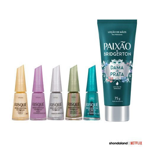 Kit Risqué + Paixão & Bridgerton Metálicos + Loção Mãos - 6 UN em Oferta na Shopee