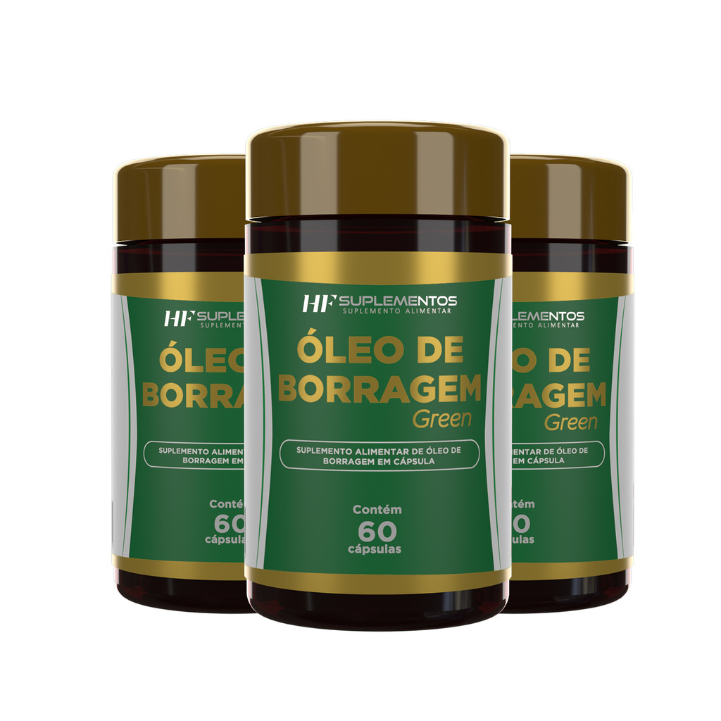 3x Oleo De Borragem Green 60 caps Hf Suplements em Oferta na Shopee