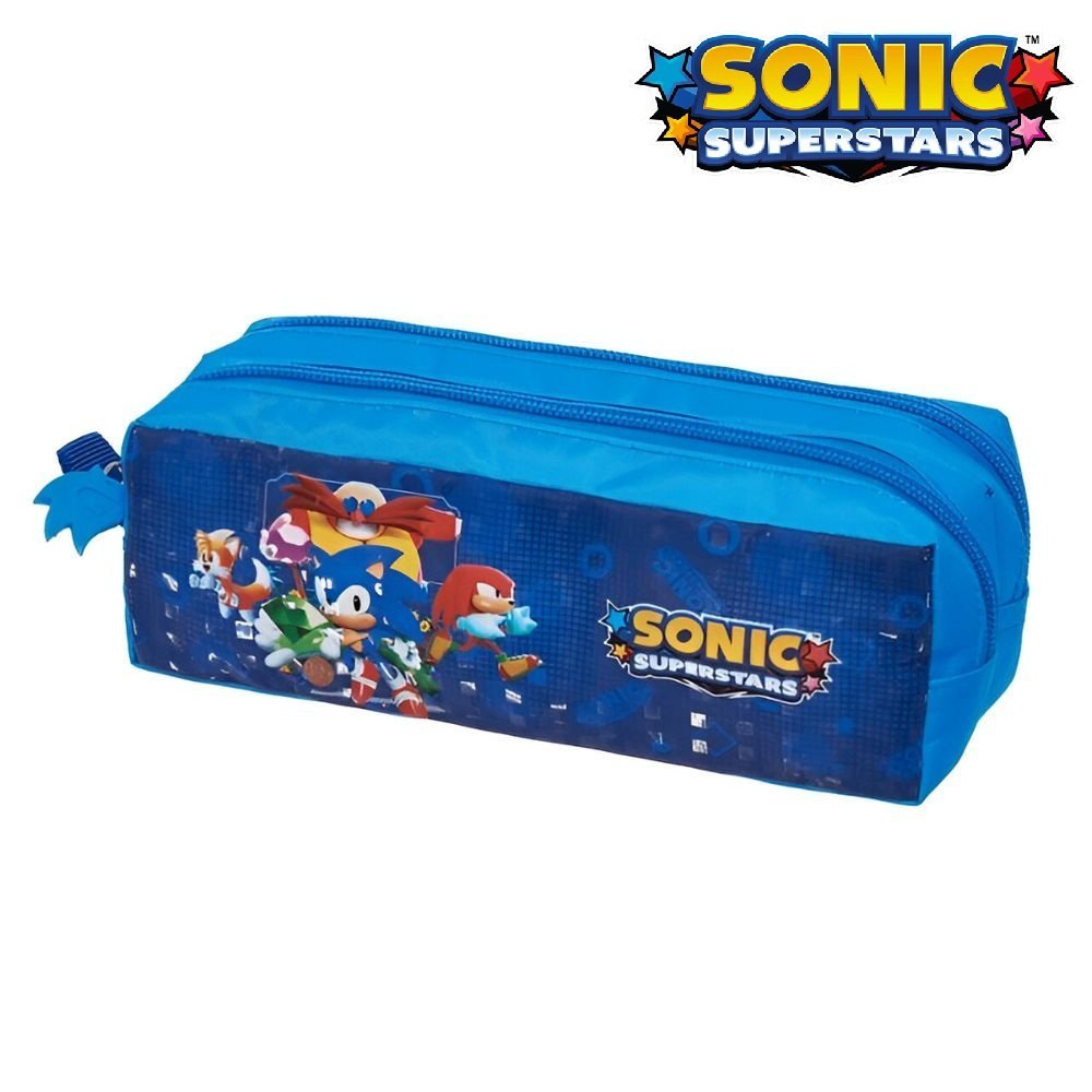 Estojo Escolar Duplo Infantil Sonic Superstar Azul Pacific