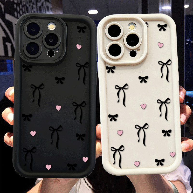 Capinha Capa Para Samsung A03 A04 A05 A12 A13 A15 A23 A32 A35 A50 A52 A71 A72 Silicone À Prova de Choque Laço rosa