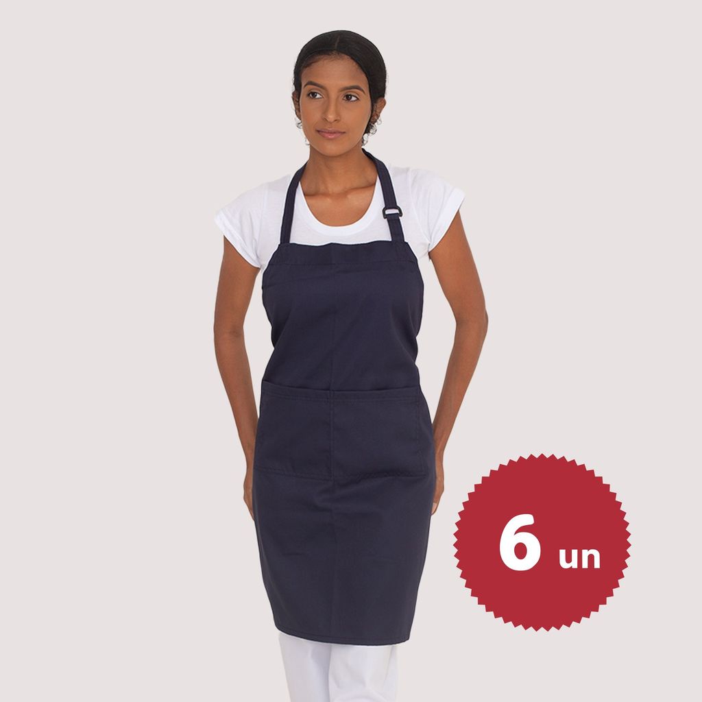 Kit 6 Aventais Azul Marinho Cozinha Chef Manicure Cafeteria Padaria Atendente Equipe Padaria Confeitaria Balcão Buffet