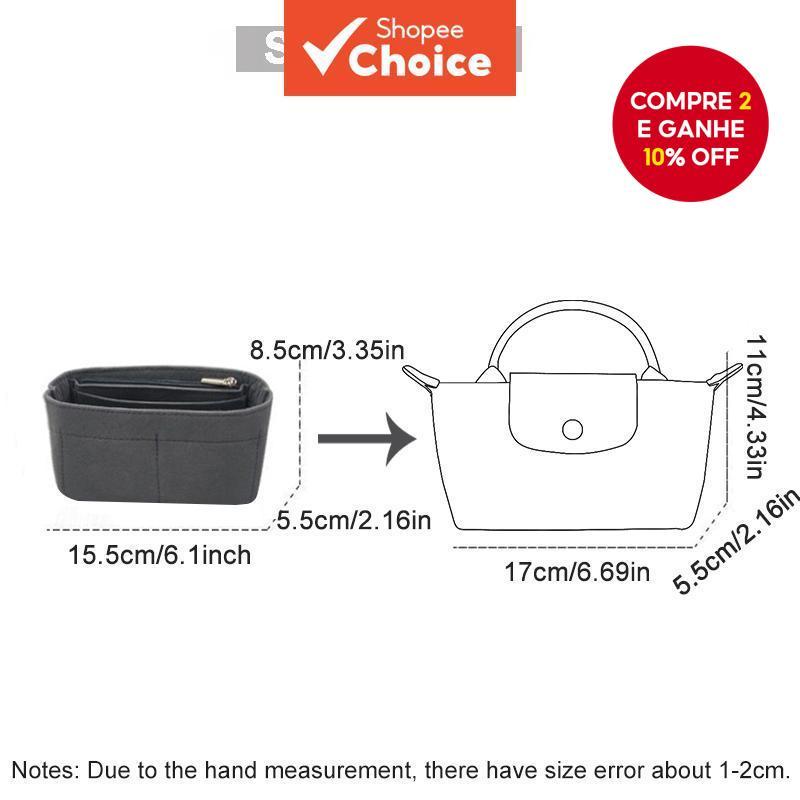 Novo Organizador de Bolsa para Armazenamento de Mini Bolsa Longchamp - Forro em Feltro para Bolsa de Mão.