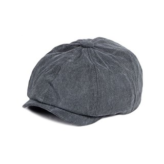 Boina de algodão lavado, modelo masculino, estilo britânico retro, boina de jornaleiro, boina octogonal, boina de pintor