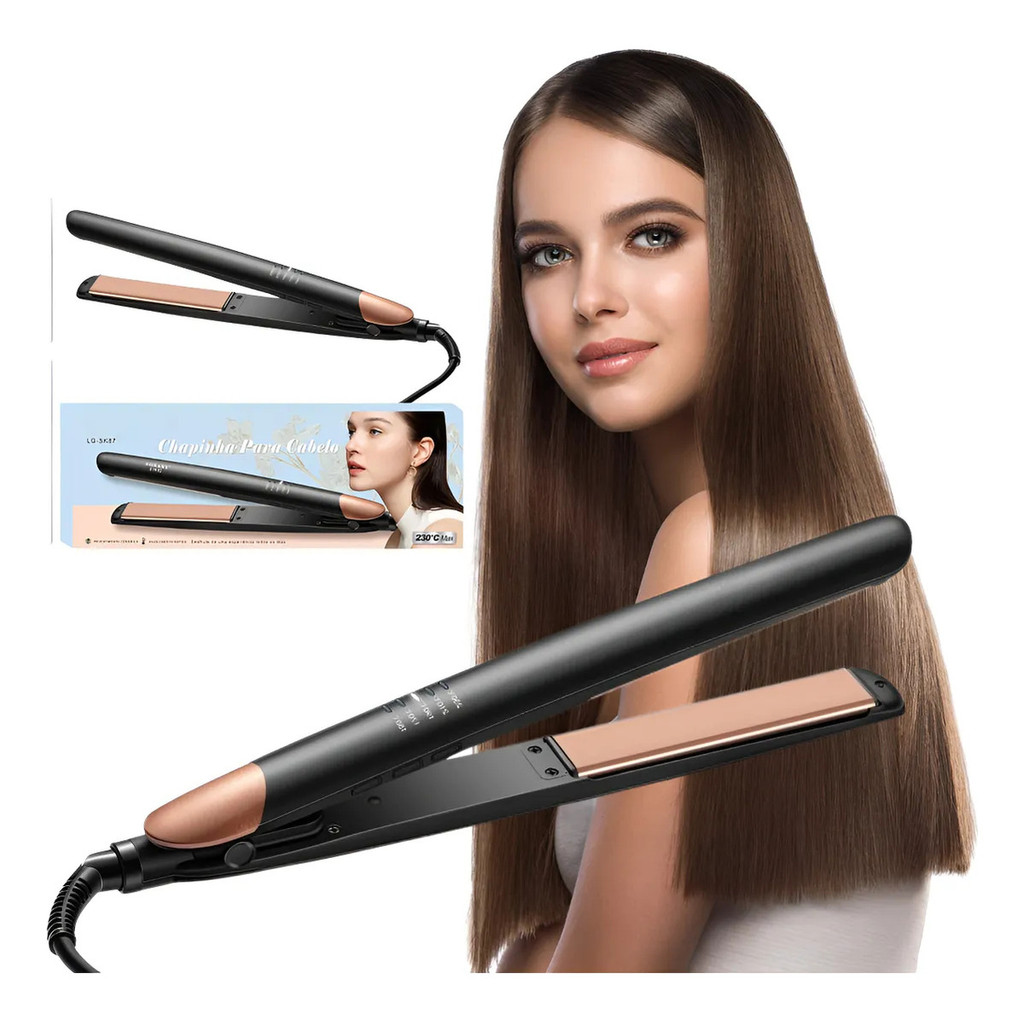 Chapinha Cerâmica Bivolt com Controle de Temperatura – Cabelo Liso e Brilhante em Oferta na Shopee