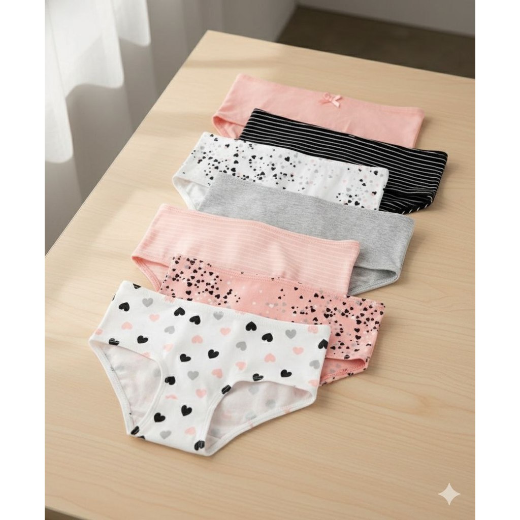 KIT 7 CALCINHAS CARTER'S BRANCO CORAÇÃO 2/3 a 14 anos