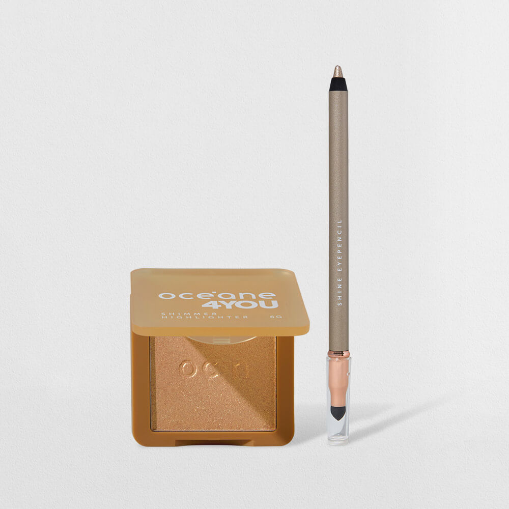 Kit Lápis para Olhos Dourado + Iluminador Facial Dourado 4you (2 Produtos) em Oferta na Shopee