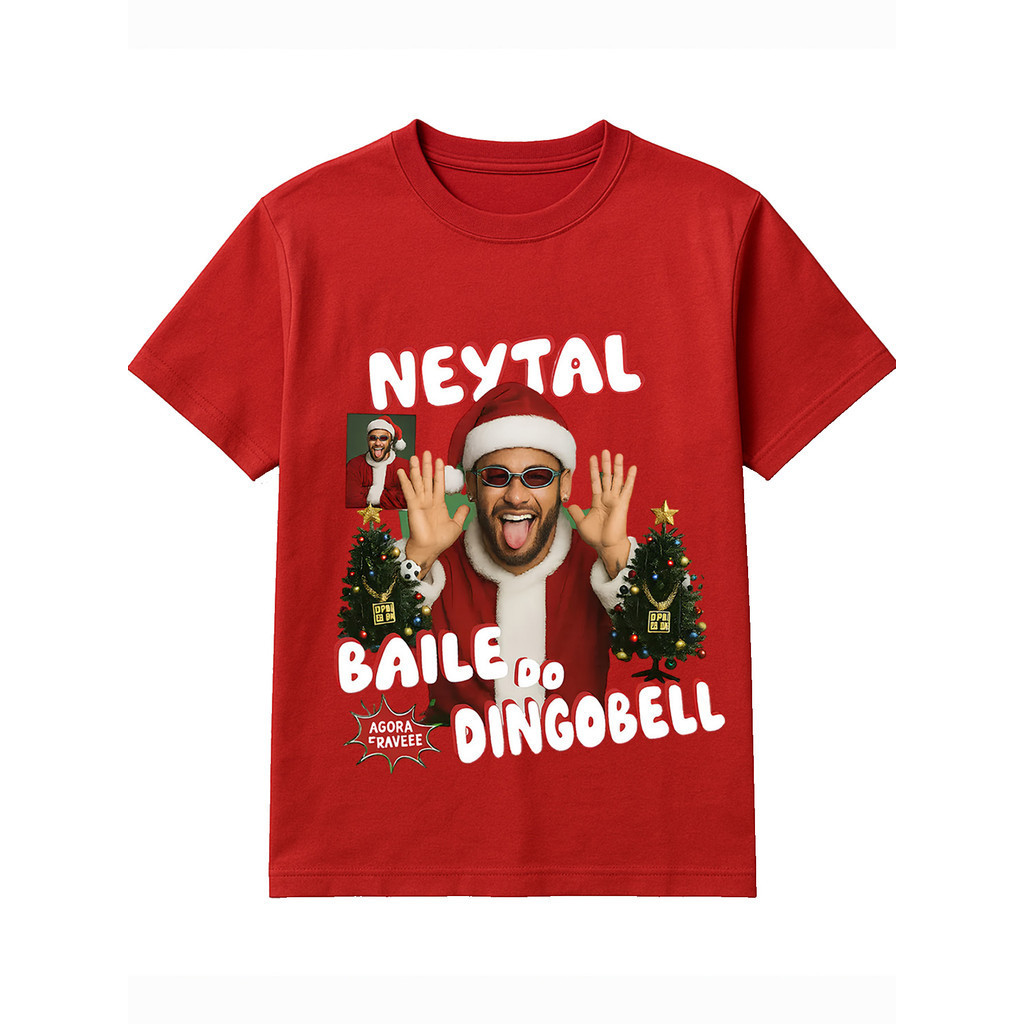 Camiseta Masculina Unissex Natal Estilosa Estampada Neytal Lançamento Camiseta 100% Algodão Leve Futebol Estilo Vibe