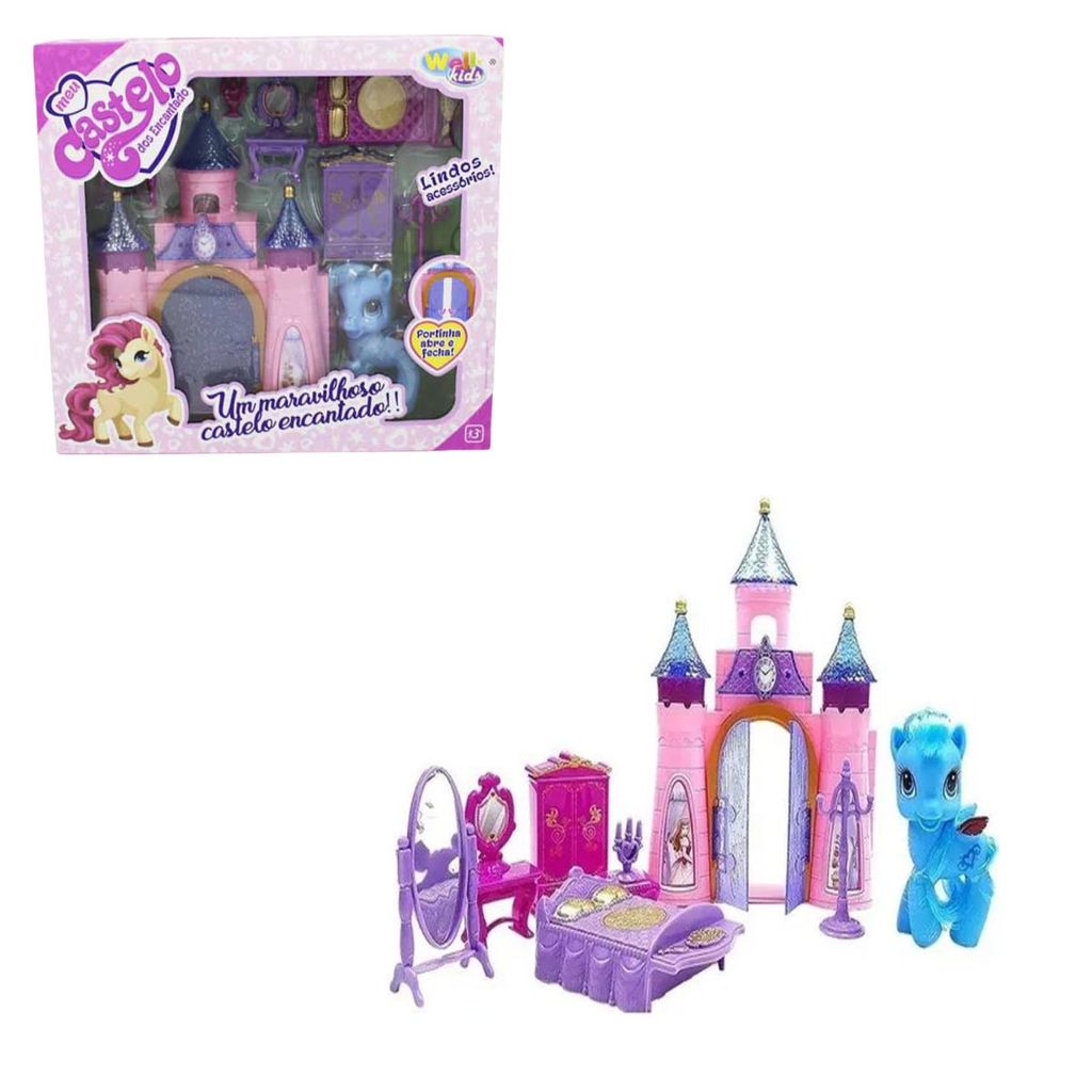 Brinquedo Castelo Encantado Poney Unicórnio e Acessórios