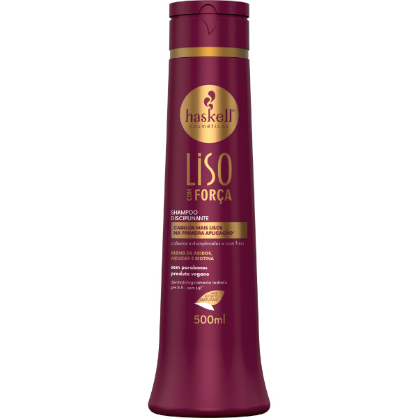 Shampoo Liso com Força 500ml Haskell | Para cabelos indisciplinados e com frizz em Oferta na Shopee