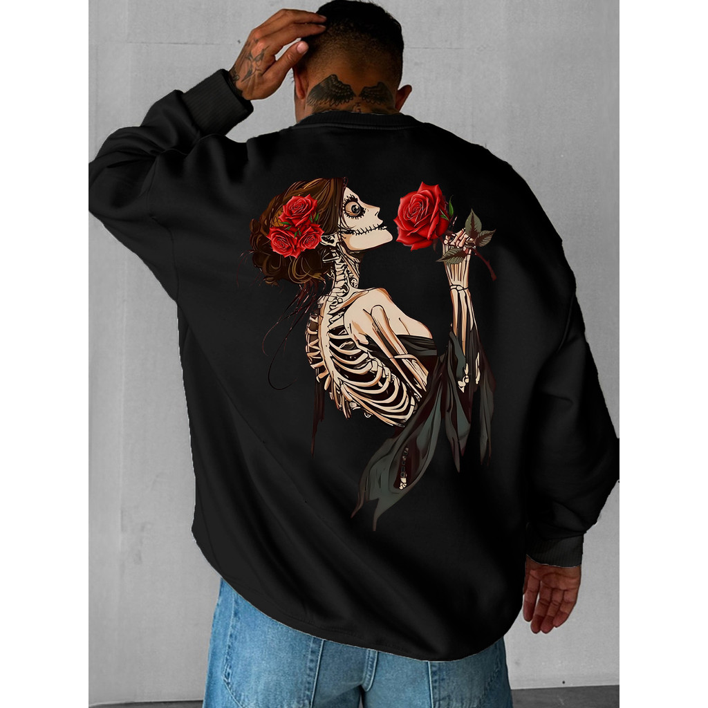 Moletom Unissex com Estampa Caveira Mexicana, Manga Longa, Confortável para Outono Inverno, Promoção envio rápido