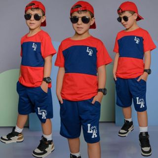 Conjunto Infantil Menino Juvenil Verão Estiloso bermuda e Blusa 100% algodão Veste Do 2 até 12 anos em Oferta na Shopee