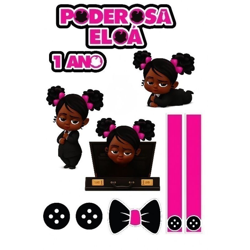 Topo Topper de Bolo Poderosa Chefinha Branca Negra Morena Personalizado Nome Idade 2