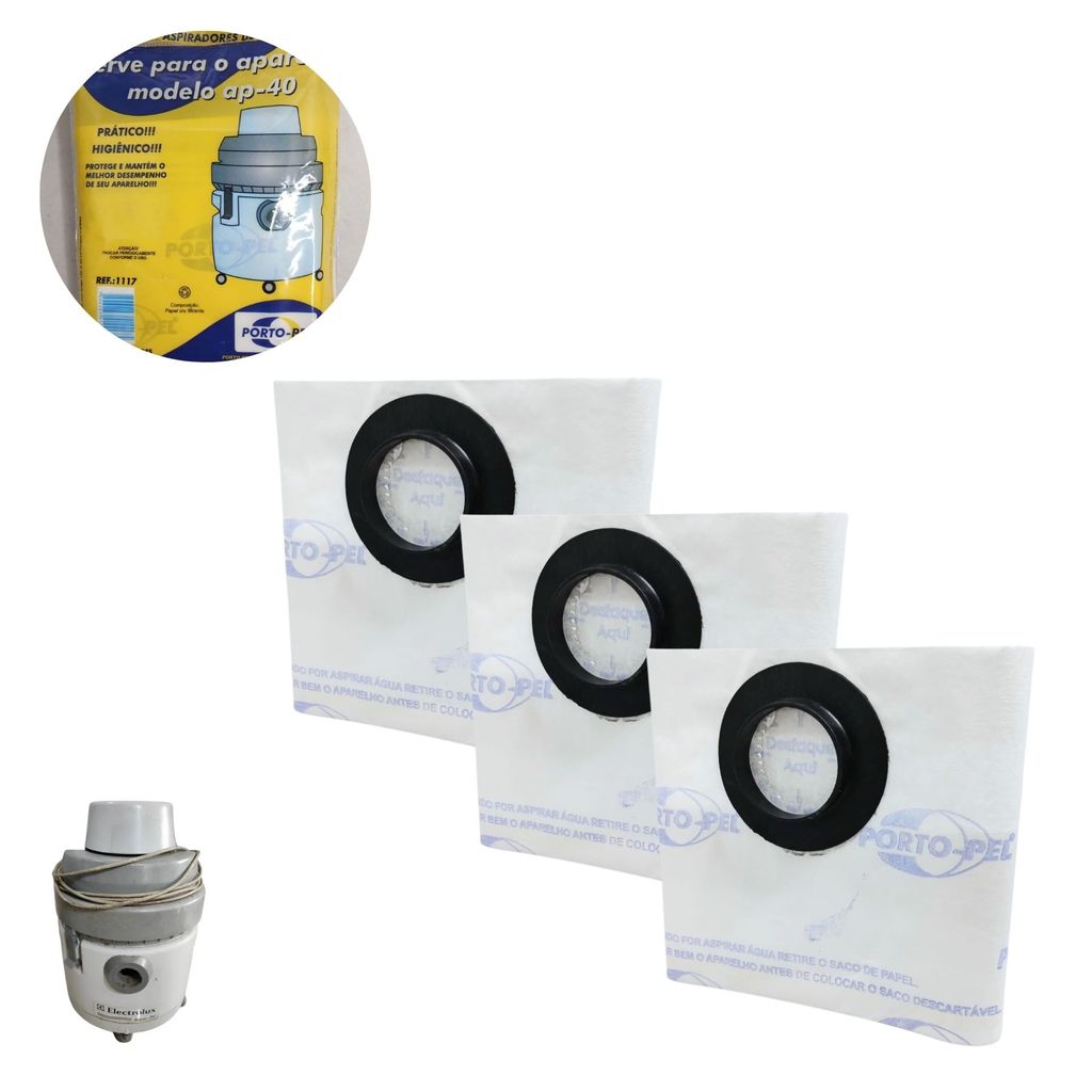 Refil de Saco para Aspirador Electrolux AP-40 – 3 Filtros Descartáveis