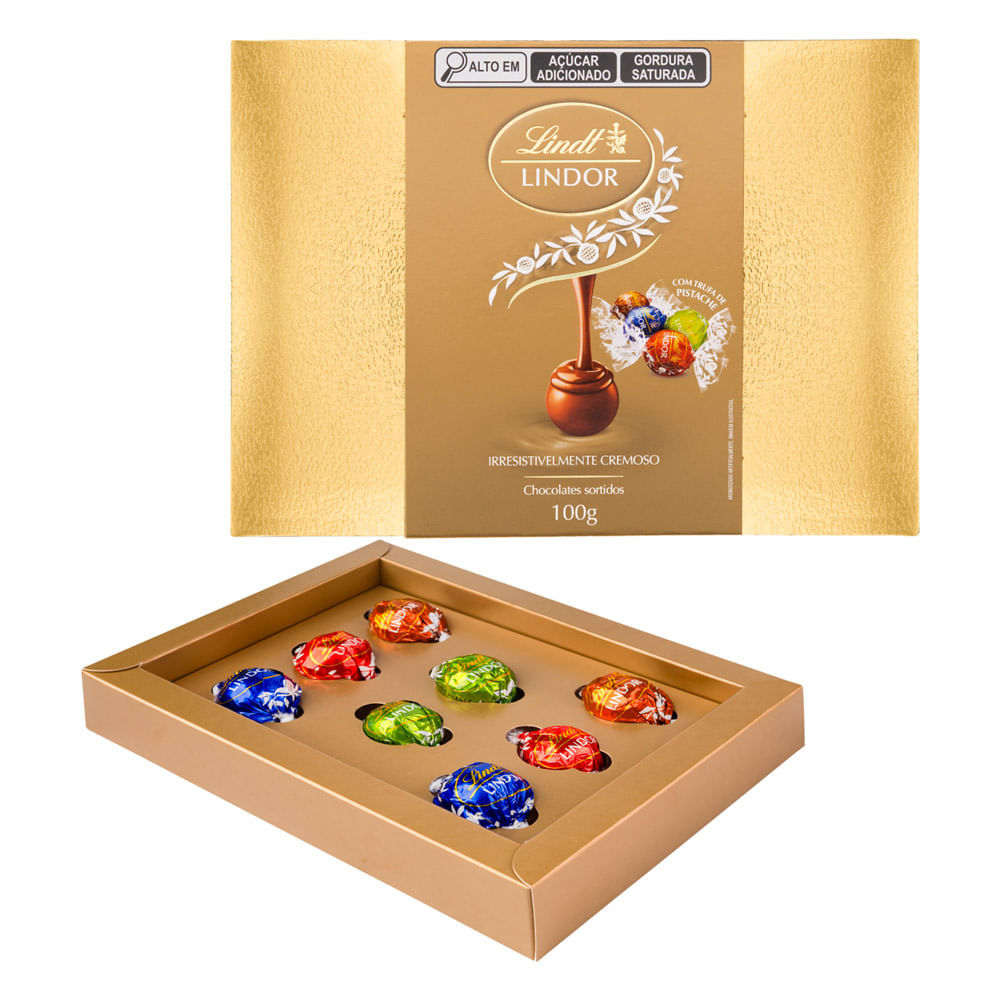 Detalhes do Chocolate Lindt Lindor Sortidos com Trufa de Pistache 100g