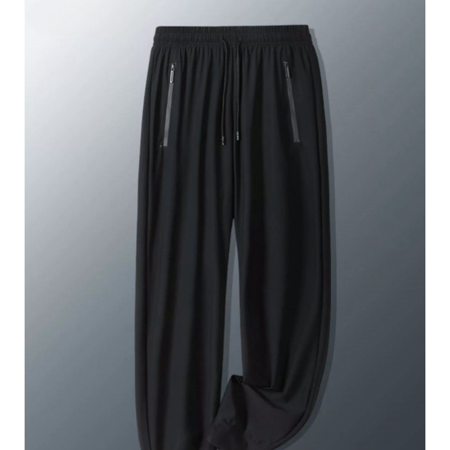 Calça Jogger Preta Masculina Dry Fit Com Fitas Esportivas