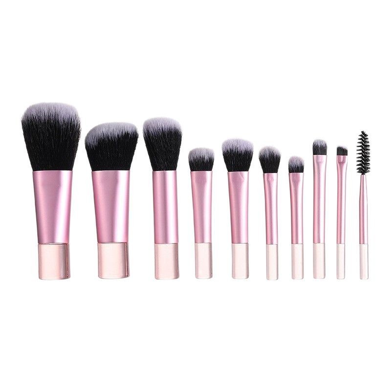 Kit 10 Mini Pincéis de Maquiagem Profissional Portátil com Cerdas Macias e Estojo para Viagem