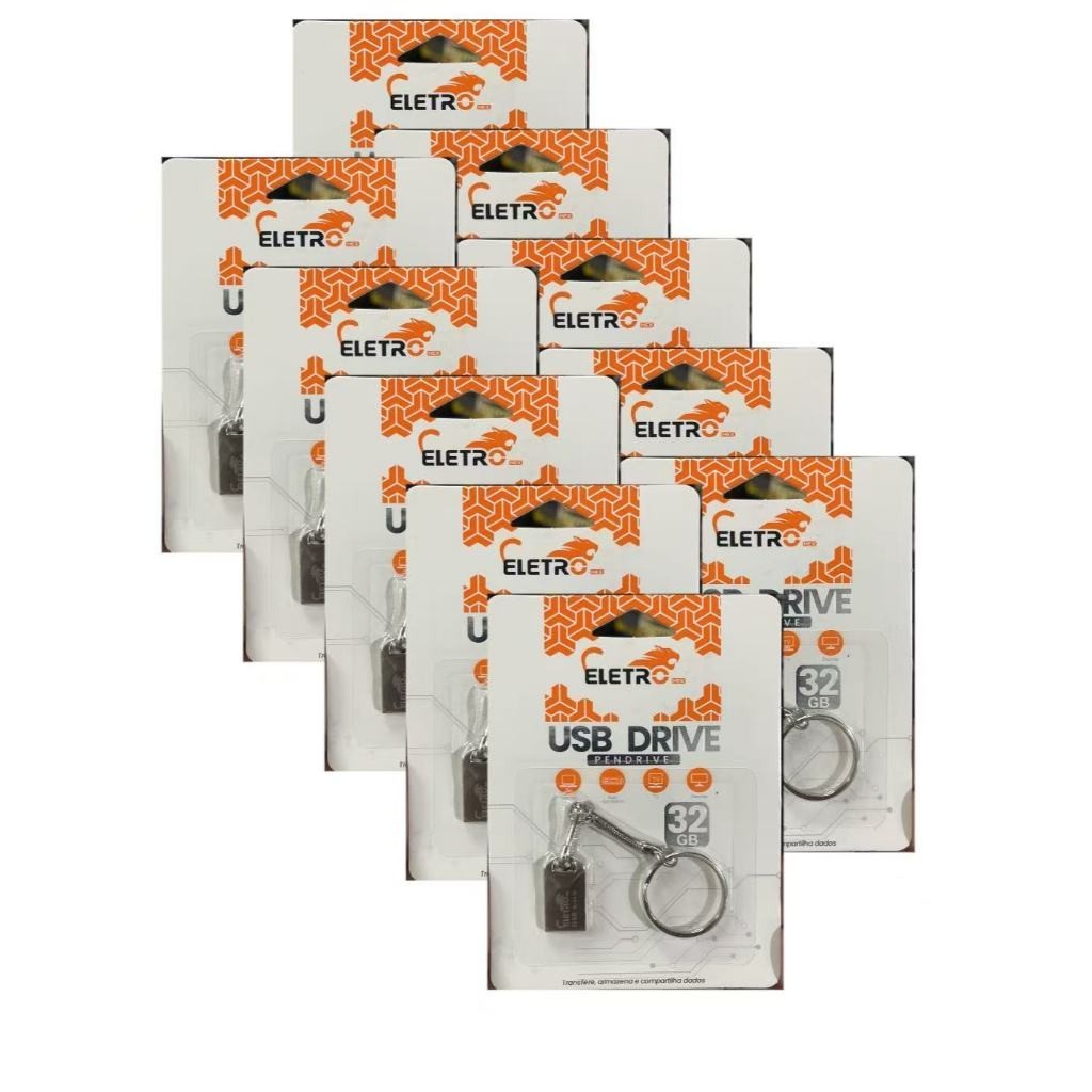 Kit Mini Pendrive Eletro Original – Chaveiro Metálico USB 2.0 (8GB a 32GB)Conecte e use Robusto e durável em Oferta na Shopee