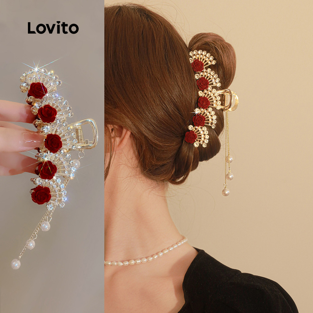 Lovito Estilo Casual Presilhas de Cabelo Versáteis LFA105448 em Oferta na Shopee