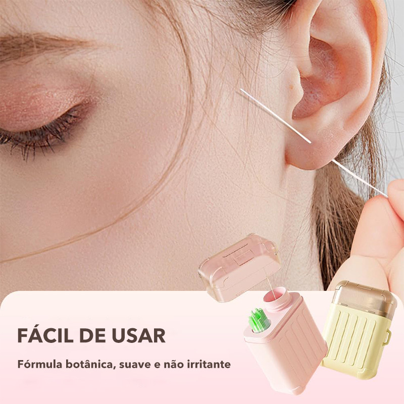 Conjunto de Limpeza para Brincos – Limpador de Piercing + Fios de Limpeza para Orelhas, ideal para casa e viagem.