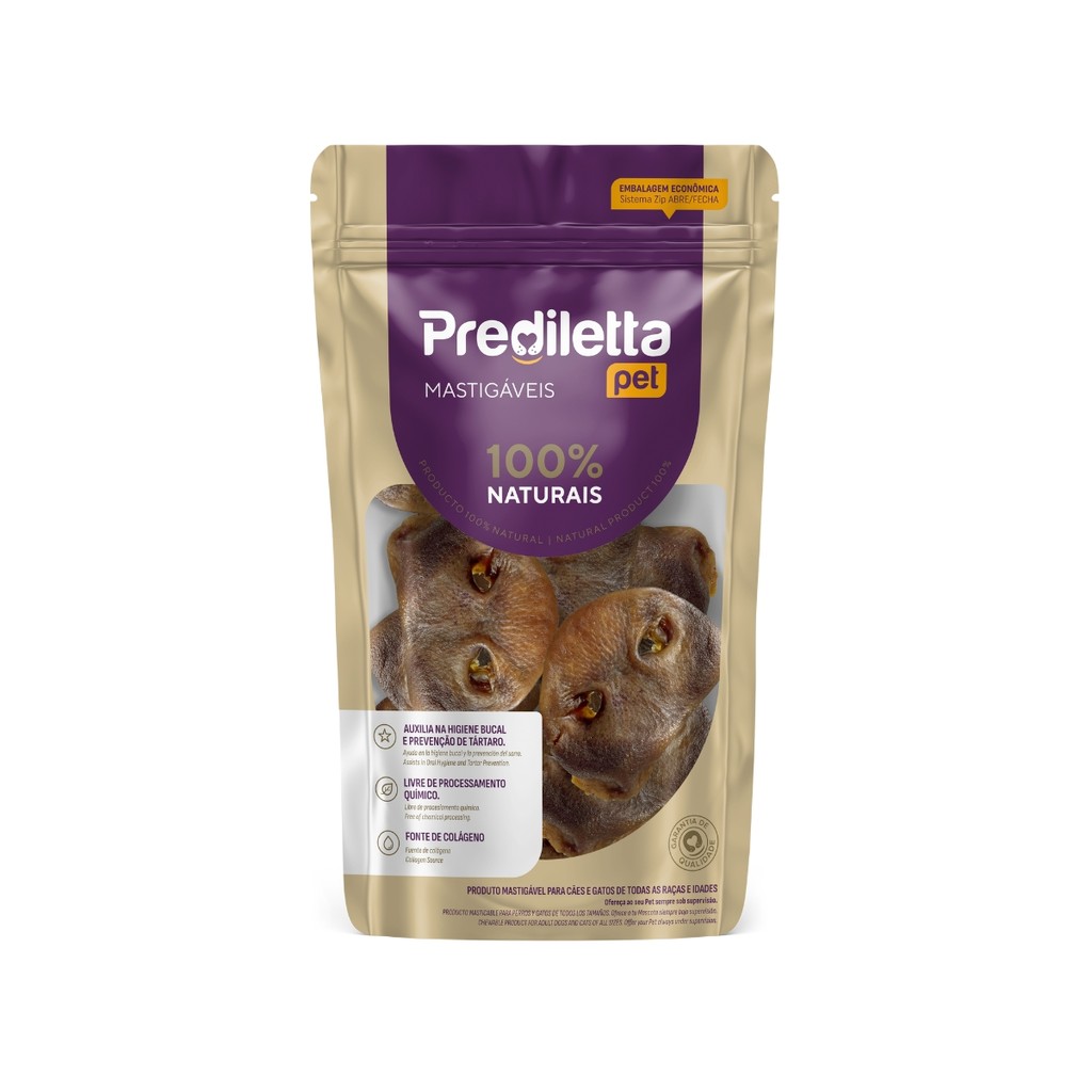 PETISCO NATURAL FOCINHO SUÍNO PARA CÃES PREDILLETTA 10 UNIDADES SNACK PET MASTIGÁVEL