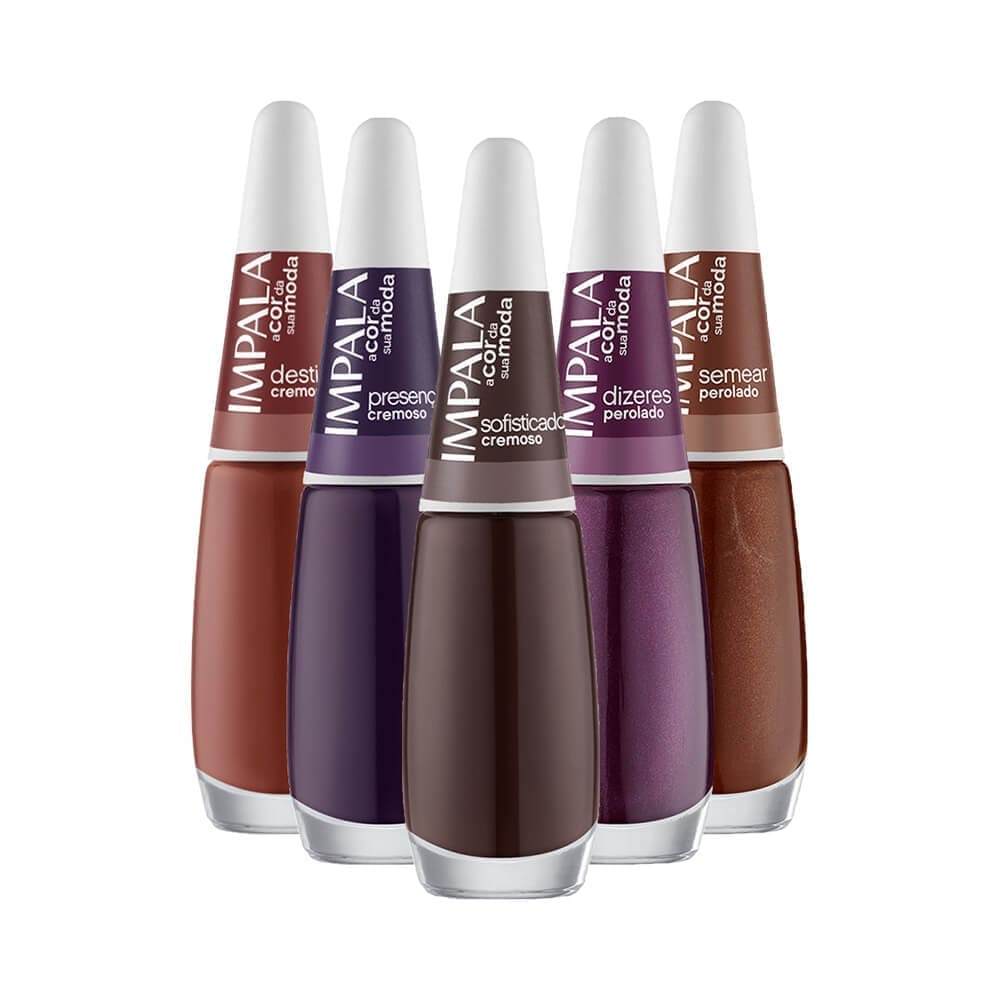 Kit 5 Esmaltes Impala Tons Terrosos Escuros Cremoso Perolado em Oferta na Shopee