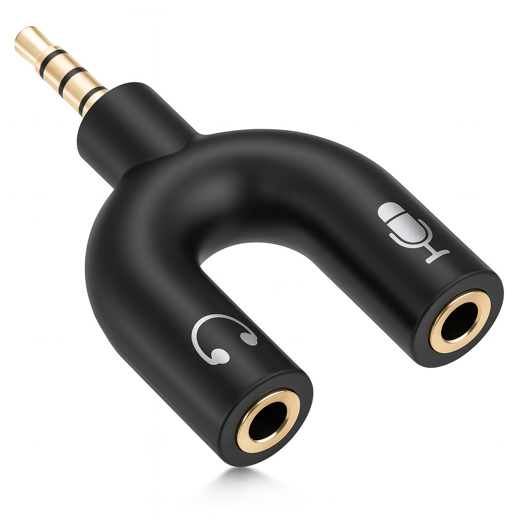 MINI ADAPTADOR DE  AUDIO SPLITTER NOTEBOOK PLUG P3 FONE MICROFONE 2 P2