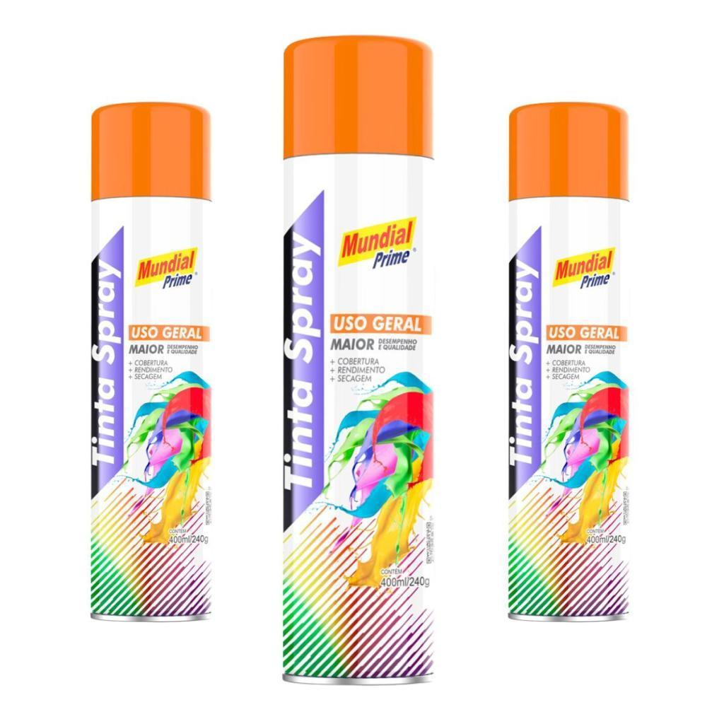 Kit 3 Tinta Spray Mundial Prime Laranja- 400ML em Oferta na Shopee