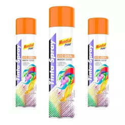 Kit 3 Tinta Spray Mundial Prime Laranja- 400ML
