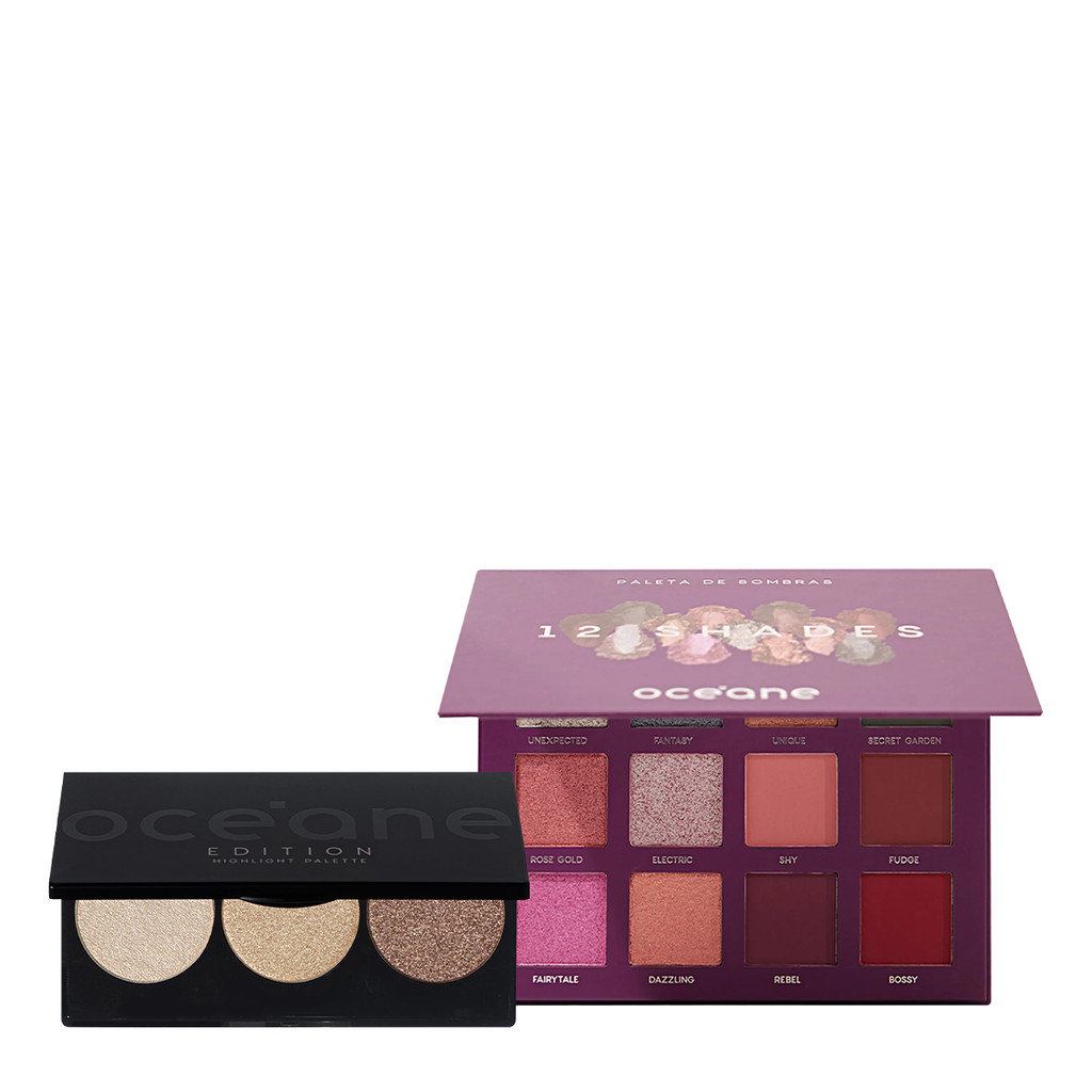 Kit Océane Edition Highlight Purple 12 Shades Paleta Iluminador (2 produtos)