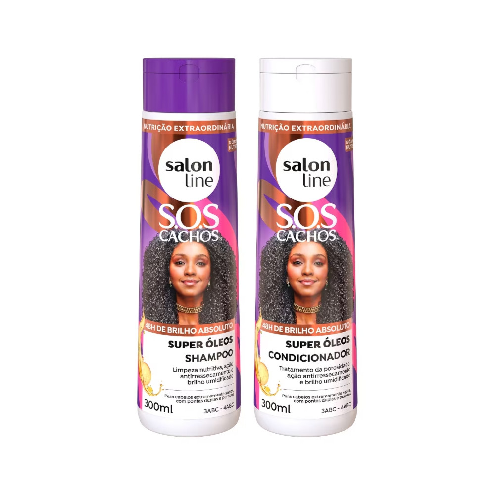 Kit Shampoo e Condicionador SOS Cachos Super Óleos Nutritivo Salon Line