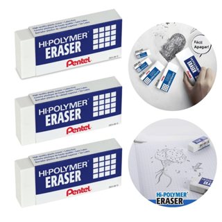 Borracha Pentel Hipolymer Branca ZEH-05 Desenho Tecnica 3 Unidades em Oferta na Shopee