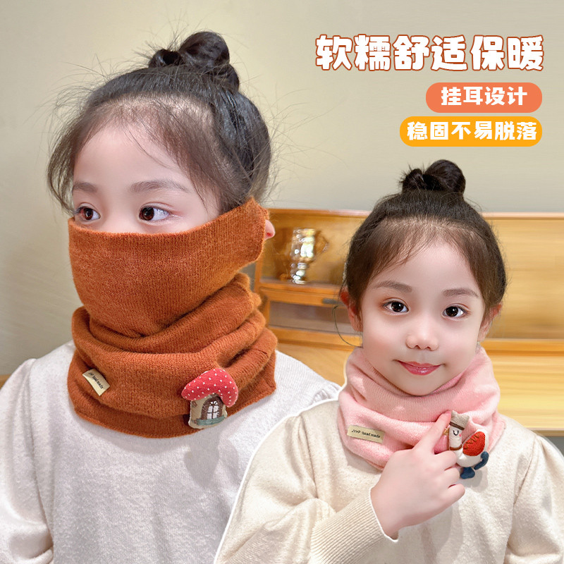 Babador infantil outono inverno pendurado máscara de orelha cachecol do bebê menina pescoço capa quente pescoço proteção