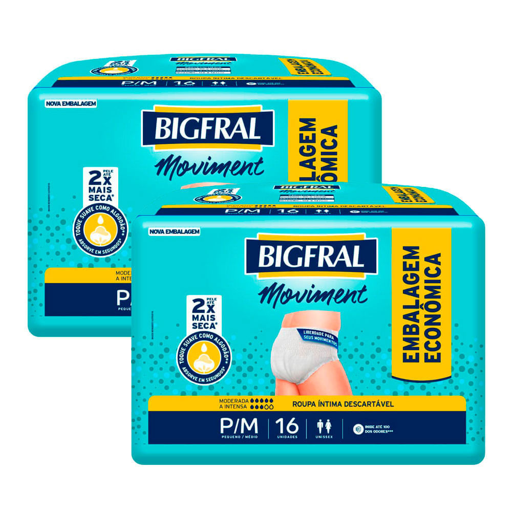 Kit 2 Roupa Íntima Bigfral Moviment P/M 16 Unidades em Oferta na Shopee