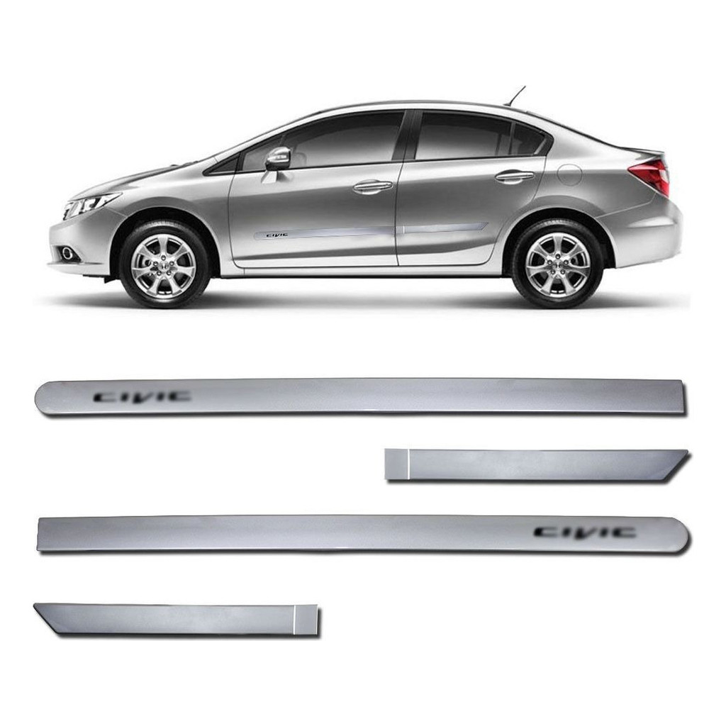 Jogo Friso Lateral Porta New Civic Cinza Iridium 2014