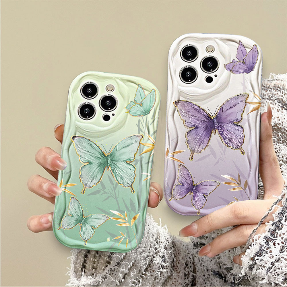 Capa Para Redmi Note 14 Pro 13 12 11 10 9 8 14C 13C 12C 10C 9A POCO X7 C75 C65 Folha De Bambu Borboleta De Telefone em Oferta na Shopee