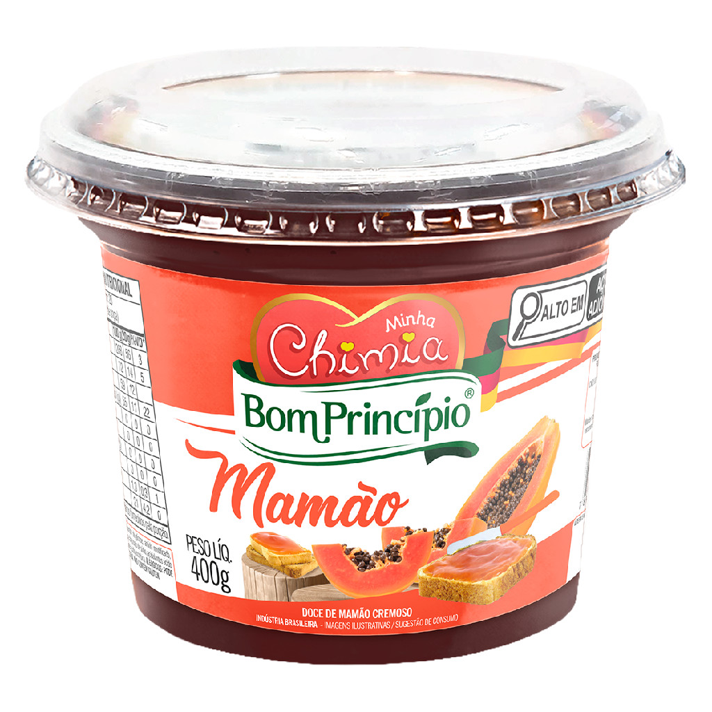 Doce de mamão cremoso minha chimia pote 400g bom princípio sabor artesanal