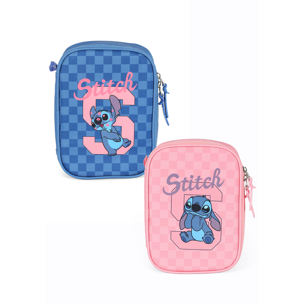 Estojo Escolar Disney Stitch 2 divisórias Licenciado Grande