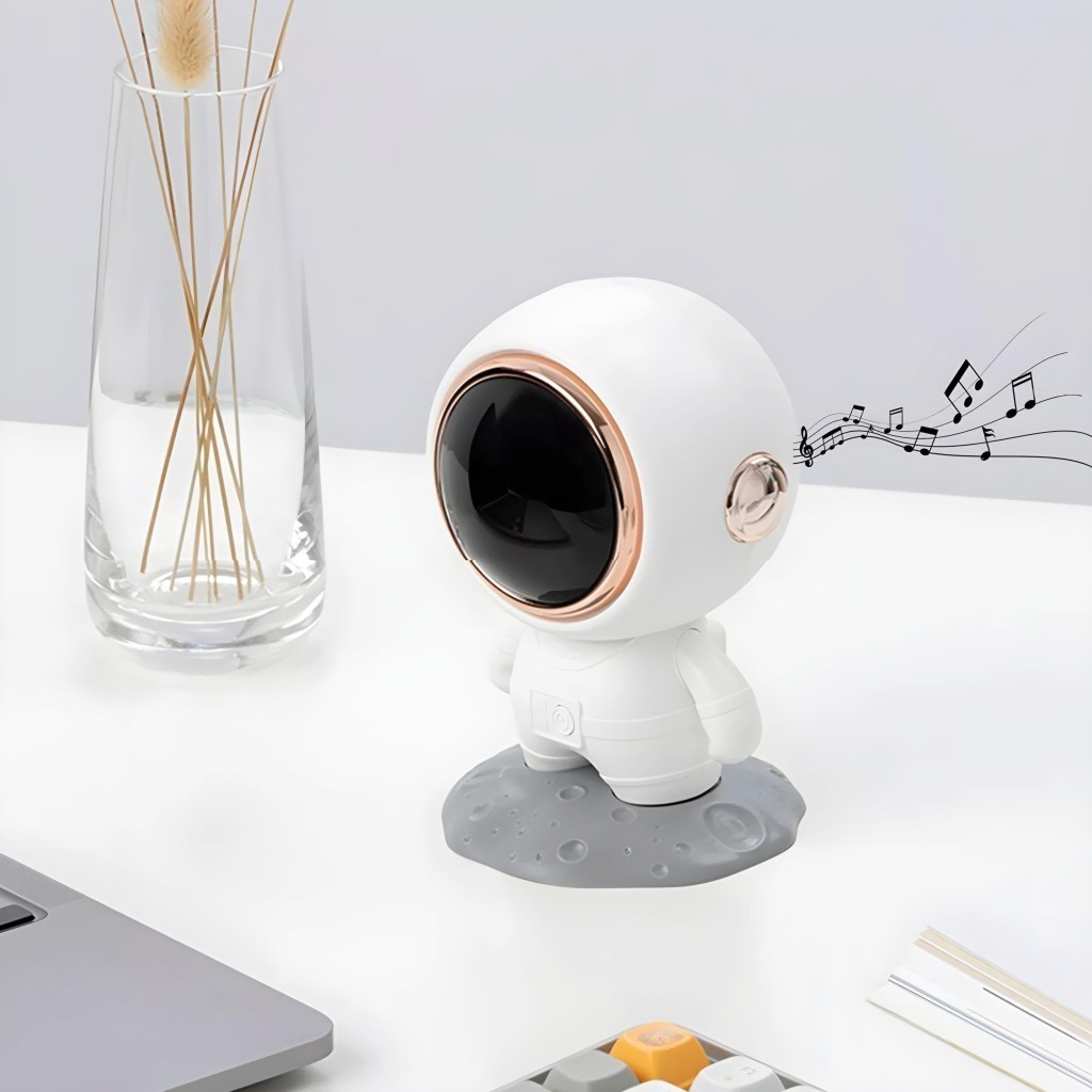 Modelo RAD-12600: Mini Caixa de Som Astronauta TWS Bluetooth 3W – Som Clara e Estilo Geek para Presentes