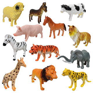 Kit Brinquedo 12 Animais da Selva e Fazenda Criança Infantil Animais do Safari Leão Zebra Cachorro em Oferta na Shopee