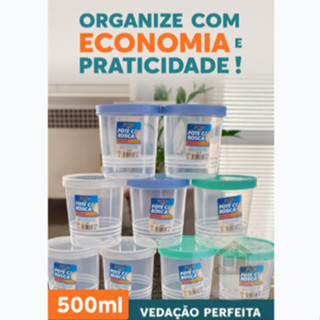 Kit Potes Plásticos 500ml com Tampa de Rosca - Vedação Perfeita, Multiuso, Cores Sortidas em Oferta na Shopee