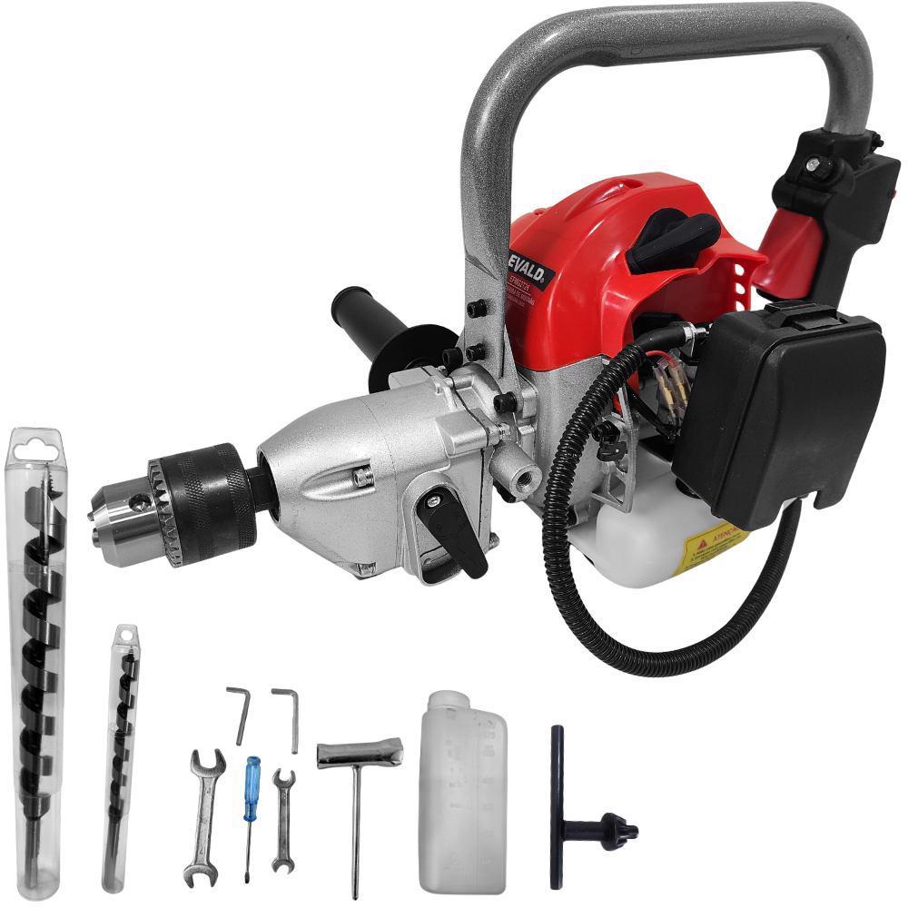 Furadeira de Mourão a Gasolina 26cc 2T Reversão com 2 Brocas EVALD em Oferta na Shopee