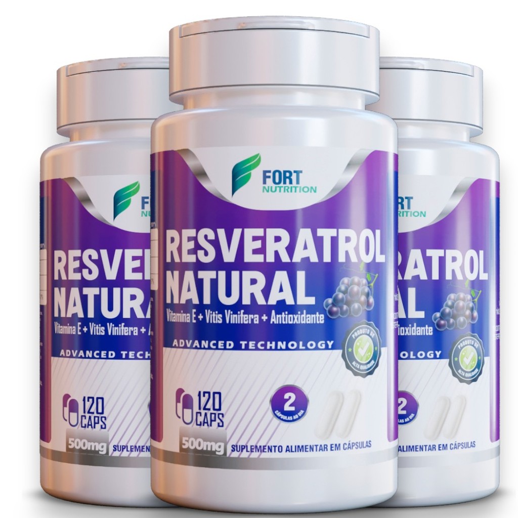 Trans-Resveratrol 500 mg em Cápsulas – Suplemento Natural Saúde e Bem-Estar