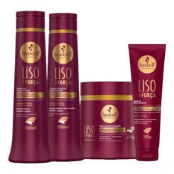 Kit Haskell Liso com Força – Shampoo 500ml + Condicionador 500ml + Máscara 500g + Leave-in 150g